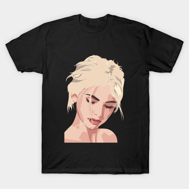 Girl With short Hair T-Shirt by King Salman